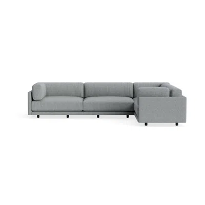 Blu Dot Sunday L Sectional Sofa - Kvadrat Guest Grey Blue / Left