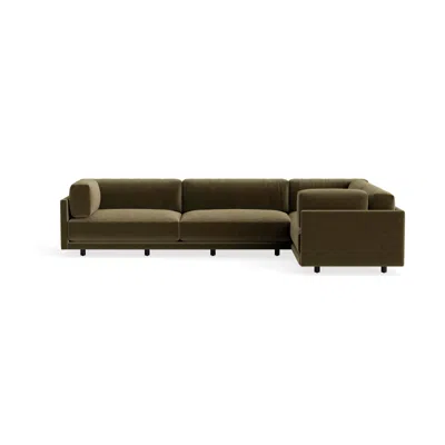 Blu Dot Sunday L Sectional Sofa - Moss Velvet / Left In Green