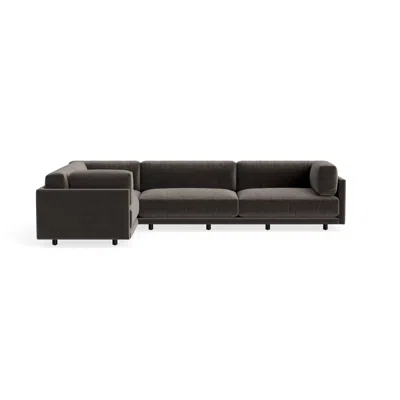 Blu Dot Sunday L Sectional Sofa - Storm Velvet / Right In Gray