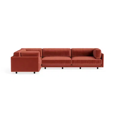 Blu Dot Sunday L Sectional Sofa - Tomato Velvet / Right In Red