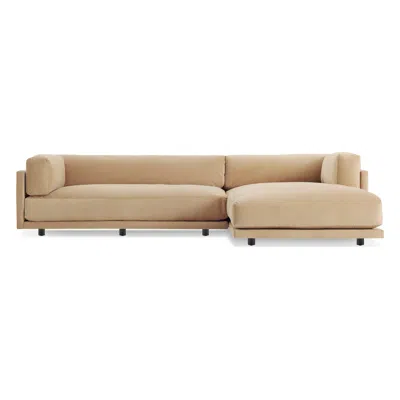 Blu Dot Sunday Small Sofa W/ Right Chaise In Camel Velvet