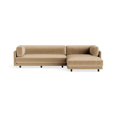 Blu Dot Sunday Small Sofa With Chaise - Camel Velvet / Right