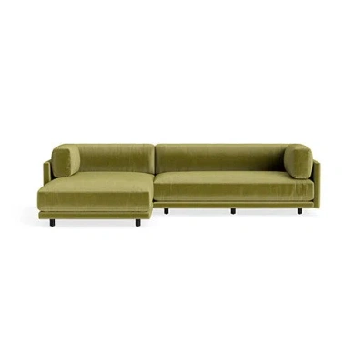 Blu Dot Sunday Small Sofa With Chaise - Loden Velvet / Left