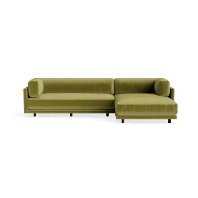 Blu Dot Sunday Small Sofa With Chaise - Loden Velvet / Right