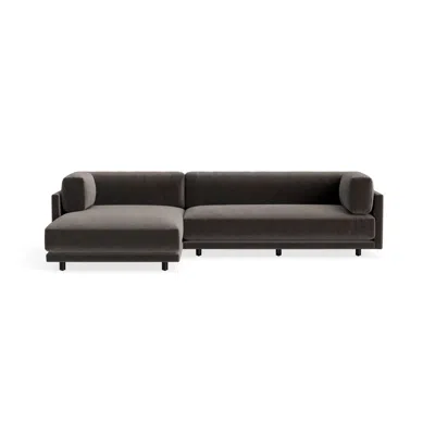 Blu Dot Sunday Small Sofa With Chaise - Storm Velvet / Left In Gray
