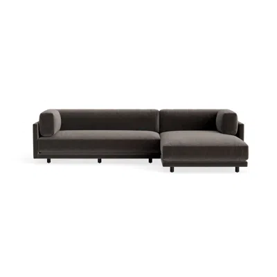 Blu Dot Sunday Small Sofa With Chaise - Storm Velvet / Right In Gray