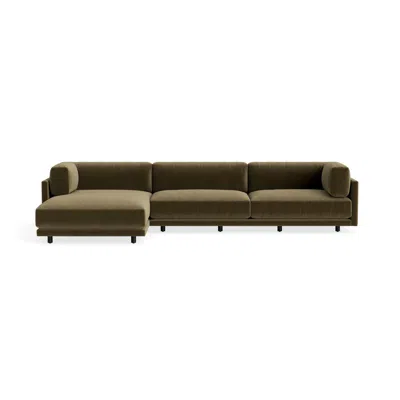 Blu Dot Sunday Sofa With Chaise - Moss Velvet / Left In Green