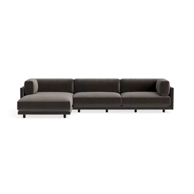 Blu Dot Sunday Sofa With Chaise - Storm Velvet / Left In Gray