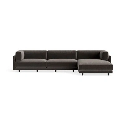 Blu Dot Sunday Sofa With Chaise - Storm Velvet / Right In Gray