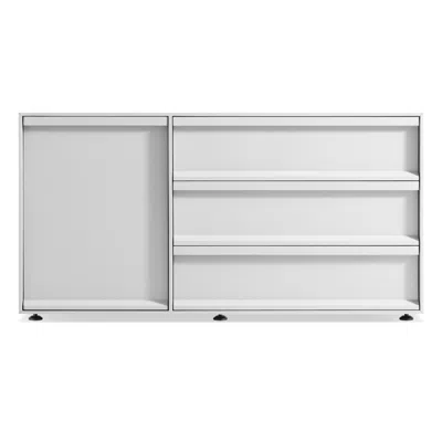 Blu Dot Superchoice 1 Door / 3 Drawer Credenza In White