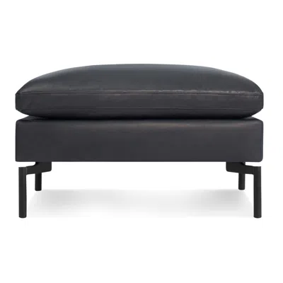 Blu Dot The New Standard Ottoman In Granite Leather/black