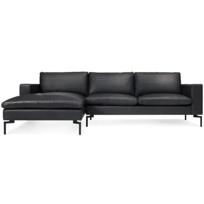 Blu Dot The New Standard Sofa W/ Left Arm Chaise In Granite Leather/black