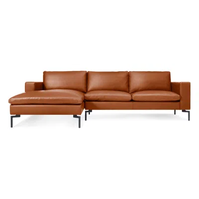 Blu Dot The New Standard Sofa W/ Left Arm Chaise In Toffee Leather/black