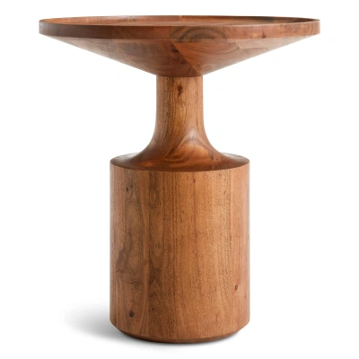 Blu Dot Turn Tall Side Table In Acacia