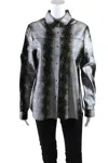 Blu Ice Womens Leather Snakeskin Print Button Down Blouse Gray In Grey