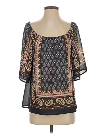 Pre-owned Blu Pepper 3/4 Sleeve Blouse In Black