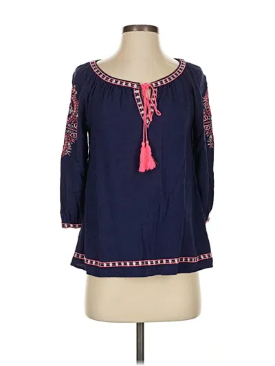 Pre-owned Blu Pepper 3/4 Sleeve Blouse In Blue