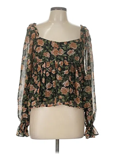 Pre-owned Blu Pepper 3/4 Sleeve Blouse In Brown