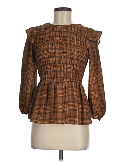 Pre-owned Blu Pepper 3/4 Sleeve Blouse In Brown