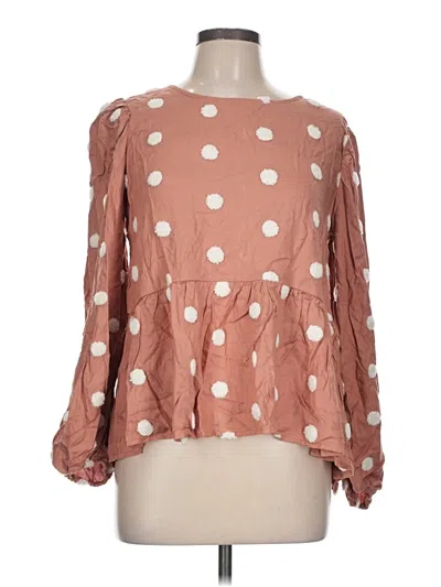 Pre-owned Blu Pepper 3/4 Sleeve Blouse In Brown