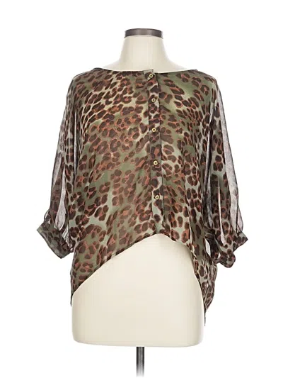 Pre-owned Blu Pepper 3/4 Sleeve Blouse In Green