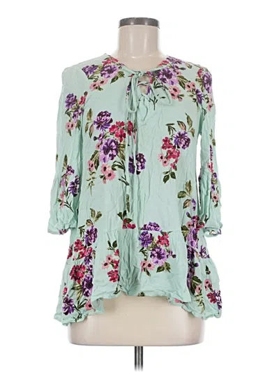 Pre-owned Blu Pepper 3/4 Sleeve Blouse In Green