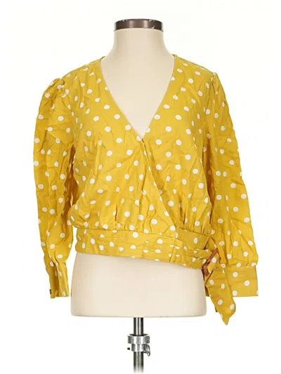 Pre-owned Blu Pepper 3/4 Sleeve Blouse In Yellow