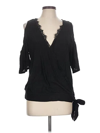 Pre-owned Blu Pepper 3/4 Sleeve Top Black Cold Shoulder Neckline Tops