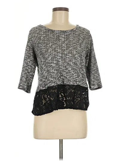 Pre-owned Blu Pepper 3/4 Sleeve Top Gray Boatneck Tops