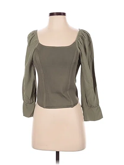 Pre-owned Blu Pepper 3/4 Sleeve Top Green Sweetheart Neckline Tops