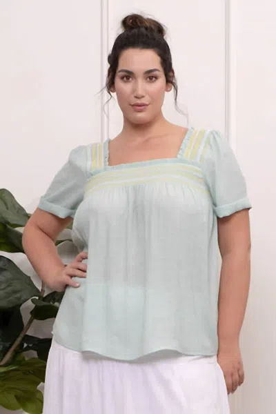 Blu Pepper Aaliyah Short Sleeves Top - Plus Size In Mint Green In Gray