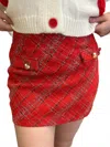 Blu Pepper All My Heart Tweed Skirt In Red In Red