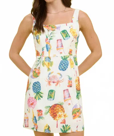 Blu Pepper Aloha Linen Mini Dress In Ivory Multi