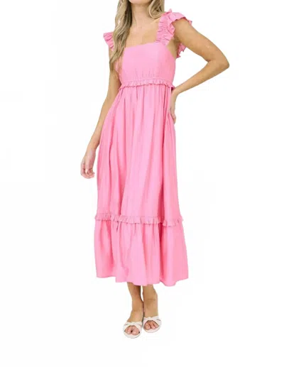Blu Pepper Amelia Ruffle Midi Dress In Pink