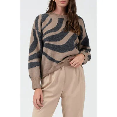 Blu Pepper Animal Stripe Sweater In Mocha