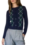 Blu Pepper Argyle Cardigan In Blue