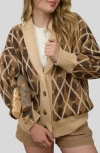 Blu Pepper Argyle Cotton Button Front Cardigan In Multi