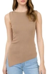 Blu Pepper Asymmetric Gathered Knit Tank Top In Brown