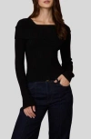 Blu Pepper Asymmetric Long Sleeve Ribbed Sweater In Black