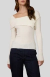 Blu Pepper Asymmetric Long Sleeve Ribbed Sweater In White