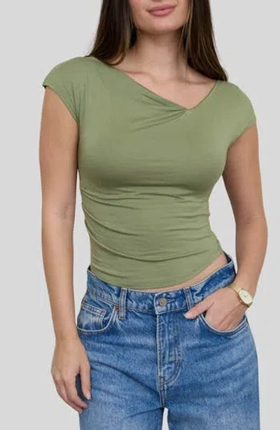 Blu Pepper Asymmetrical Neckline Knit Top In Nude