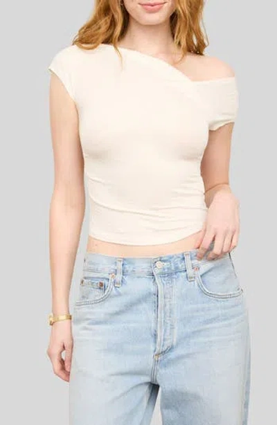 Blu Pepper Asymmetrical Neckline Knit Top In White