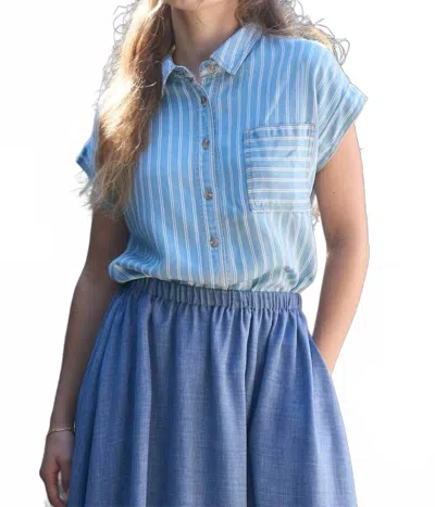 Blu Pepper Bayside Button Down Top In Blue