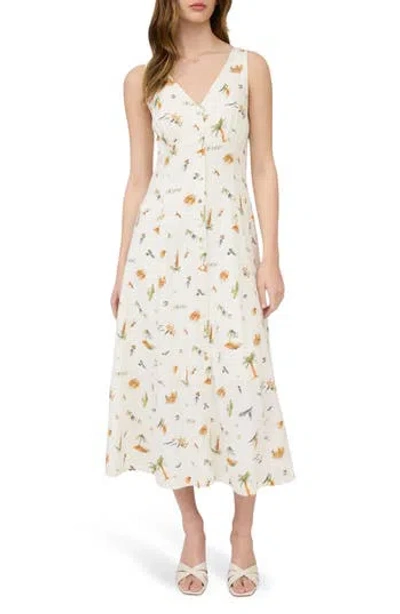 Blu Pepper Beach Print Midi Dress In Multi