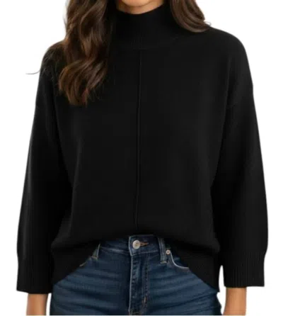 Blu Pepper Belle Long Sleeve Mock Neck Sweater In Black