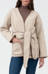 Blu Pepper Belted Coat In Brown