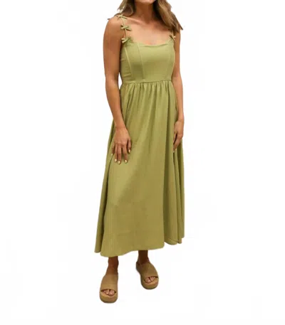 Blu Pepper Beth Bow Strap Detail Tank Midi Dress In Pistachio Green