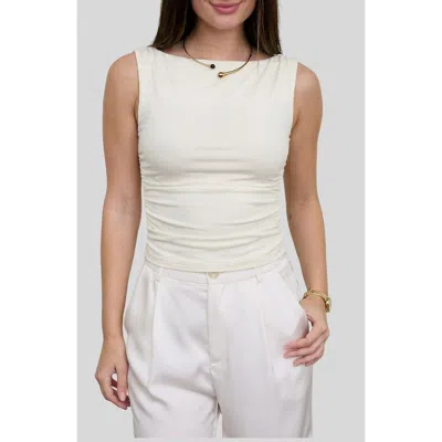 Blu Pepper Boat Neck Sleeveless Top In White