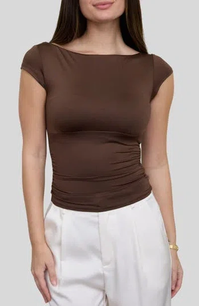 Blu Pepper Boat Neck Top In Multi