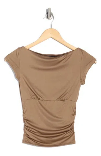 Blu Pepper Boat Neck Top In Brown